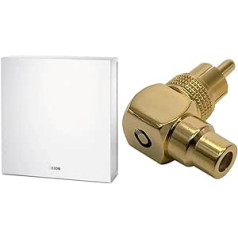 Canton ASF 75 SC Active Subwoofer (60/120 Watt) White (Piece) & OEHLBACH Sound-AD 90 - Angle Adapter RCA 90° (Angle Plug to RCA Coupling) 24 K Gold-Plated High Contact Security - Pack of 2