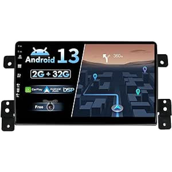 BXLIYER Android 12 IPS automašīnas radio, kas piemērots Suzuki Grand Vitara (2005-2015) - Iebūvēta CarPlay Android automašīna - Bezmaksas atpakaļgaitas kamera - 2G + 32G - 9 collu 2 DIN - DSP DAB stūres vadība 4G ātri