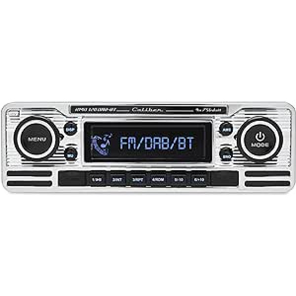 Caliber Retro Car Radio — Auto Radio Bluetooth USB — DAB+ / FM — 1 DIN Radio Car — Retro dizains — ar brīvroku funkciju un LCD displeju — Chrome