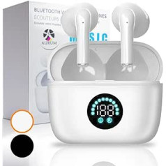 Bluetooth austiņas, bezvadu Bluetooth 5.3 sporta in-ear austiņas ar 4 mikrofoniem, 40 stundu atskaņošanas laiks, LED displejs, ENC trokšņu samazināšana, HiFi stereo austiņas darbam un mācībām