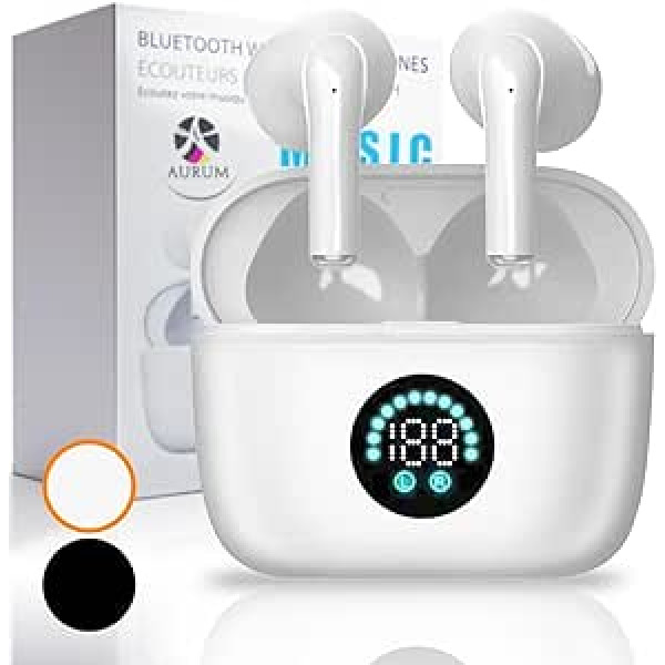 Bluetooth austiņas, bezvadu Bluetooth 5.3 sporta in-ear austiņas ar 4 mikrofoniem, 40 stundu atskaņošanas laiks, LED displejs, ENC trokšņu samazināšana, HiFi stereo austiņas darbam un mācībām