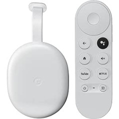 Chromecast with Google TV (HD) Snow – Perduokite nuotoliniu būdu pramogas su balso atpažinimo funkcija į savo televizorių – žiūrėkite filmus ir TV laidas