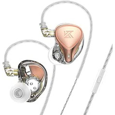 KZ ZEX PRO, KZ X Crinacle CRN in-ear monitors, dubultā magnētiskā ķēde, dinamiska augstas frekvences līdzsvarota armatūras elektrostatiskā magnetostatiskā ierīce, 2 kontaktu austiņu austiņas (mikrofons, rozā zelta krāsa)