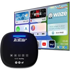 MMB MAX 3.0 Wireless CarPlay Adapter 2023 Multivides video kaste ar HDMI izvadi, Magic Ai Box, Android 10 sistēmas tiešsaistes YouTube/Netflix/Google Play Dongle, 8+128 GB, 4G josla un Android automašīna