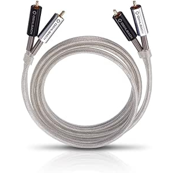 Oehlbach Silver Express 200 Stereo RCA Cable Set for CD Players and Amplifier Spofc & Double Shielding 2 m Silver