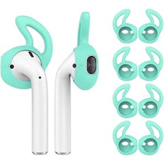 OneCut 5 pairs silikona austiņas, kas ir saderīgas ar AirPods 1 un 2 Silikona mīkstās, neslīdošās sporta austiņas, pret nokrišanu ausu āķa gēla austiņu austiņu austiņu aizsargpiederumu uzgaļi (piparmētru zaļa)