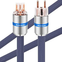 Monosaudio P902 HiFi maitinimo kabelis 17 mm 1 m aliuminio folija ekranuojantis IEC kabelis 2 kontaktų Hi-End OFC AC Audiophile lizdo maitinimo laidas su EU Schuko IEC C15 kištuku DVD / stiprintuvui / dekoderiui / žemųjų dažnių garsiakalbiui / AMP