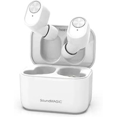 SoundMAGIC T60BT True bezvadu austiņas ieliekamas Bluetooth austiņas ar mikrofonu HiFi stereo sporta austiņas ūdensizturīgas baltas