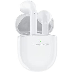 UMIDIGI bezvadu austiņas AirBuds Bluetooth 5.0 ievietojamas austiņas apkārtējās vides trokšņus slāpējošas Bluetooth austiņas Smart Touch Automātiska savienošana pārī Mini austiņas (baltas)