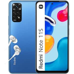 Xiaomi Redmi Note 11S, viedtālrunis + austiņas, 6 + 64 GB mobilais tālrunis, 6,43 collu 90 Hz FHD + AMOLED DotDisplay, MediaTek Helio G96, 108 MP kamera, 5000 mAh, Twilight Blue (vācu versija, Amazon