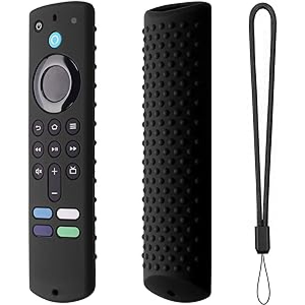 Tālvadības pults aizsargvāciņš, silikona futrālis ar auklu, neslīdošs silikona futrālis Fire TV Stick, neslīdošs silikona aizsargvāciņš (melns), aizsargvāciņš Fire TV Sti