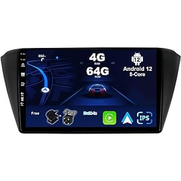 JOYX Android 12 IPS automašīnas radio piemērots VW Skoda Fabia (2015-2019) - 4G+64G - Iebūvēts DSP/Carplay/Android Car - LED kamera + mikrofons - 9 collu 2 DIN - Stūres vadība 4G WiFi DAB 360 Kamera Ātra