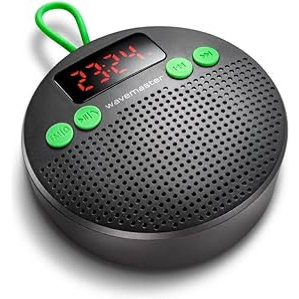 Wavemaster MOBI-3 pārnēsājams Bluetooth skaļrunis ceļā (360° skaņas lauks) ar radio, modinātāju un brīvroku funkciju mobilajiem skaņas avotiem, IPX5 aizsardzība pret šļakatām, antracīts/zaļš