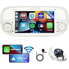 2G + 64G Hikity Android 13 automašīnas radio priekš Fiat 500 2007-2015 ar navigāciju bezvadu CarPlay Android Car 7 collu skārienjutīgs displejs automašīnas radio atbalsta Bluetooth WiFi spoguļa saites FM RDS radio atpakaļgaitā