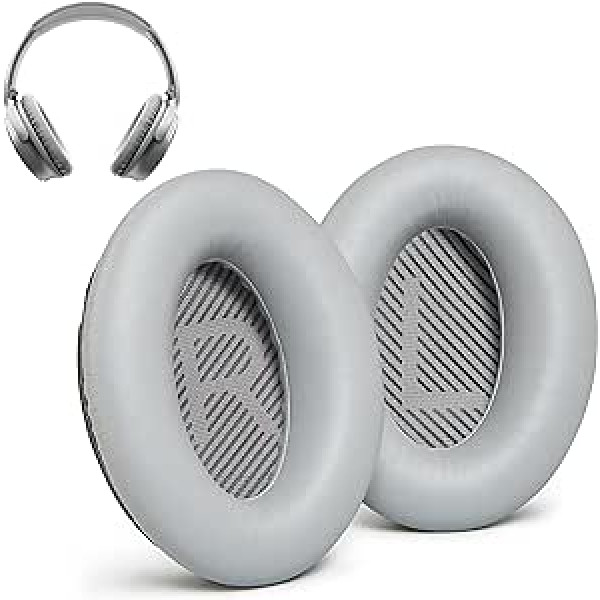 Piederumu māja Ohrpolster saderīga ar Bose QuietComfort 35 (QC35) un QuietComfort 35 II (QC35 II) Kopfhörern. Proteinleder, weicher Schaumstoff mit hoher Dichte, erhöhte Haltbarkeit (Grau)