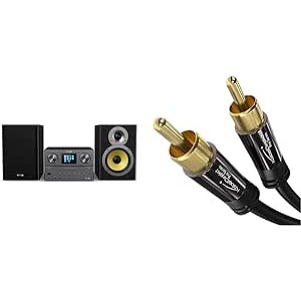 Philips mini stereo sistēma ar Bluetooth/Spotify Connect un KabelDirekt — 1 m — RCA zemfrekvences skaļruņa kabelis, 1 RCA uz 1 RCA audio/digitālo/video