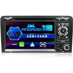 SXAUTO Android 12 automašīnas radio priekš Audi A3 8P 8PA S3 RS3 (2003-2013) - atpakaļgaitas kamera + bezmaksas mikrofons - 2G + 32G - IPS 7 collas 2 DIN - DAB stūres vadība WiFi Carplay Android automašīnas sadalītais ekrāns