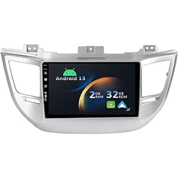 YUNTX Android 13 automašīnas radio, kas paredzēts Hyundai Tucson 2015-2019 [Integrēts CarPlay/Android Car/GPS] -9 collu IPS 2.5D skārienekrāns, bezmaksas kamera DAB/Stūres vadība/MirrorLink/Bluetooth 5.0/WiFi/USB/4G