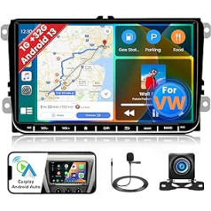 1G 32 Car Radio 2Din Android 13 Apple Carplay ar navigācijas sistēmu priekš VW Passat B6 B7 Golf 5 6 Polo Touran Caddy Jetta T5 Seat Skoda 9 collu auto radio ar Bluetooth WiFi FM RDS HI-FI Android Car