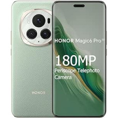 HONOR Magic6 Pro 5G viedtālrunis 12+512GB, 6,8 collu 120Hz OLED displejs, Snapdragon 8 Gen 3, 180MP periscope telefona kamera, 50MP priekšējā kamera, IP68, MagicOS 8.0, NFC, divas SIM kartes, zaļa