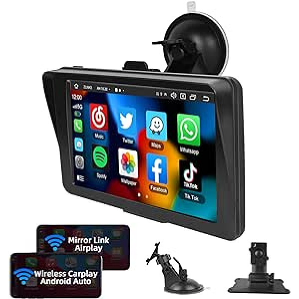 Podofo Wireless Apple Carplay Android Car Radio 7 collu HD skārienekrāna automašīnas stereo radio ar Bluetooth, FM pārraidi, Apple Airplay, Mirror Link