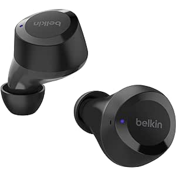 Belkin SoundForm Bolt True bezvadu in-ear austiņas, bezvadu austiņas ar mikrofonu, akumulatora darbības laiks līdz 28 stundām, mono režīms, IPX4 aizsardzība pret svīšanu un šļakatām iPhone, Galaxy ierīcēm