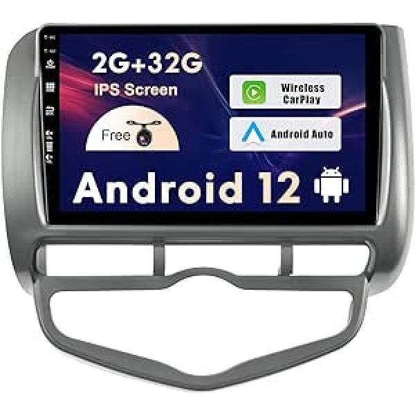 SXAUTO Android 12 IPS automašīnas radio priekš Honda Fit/City/Jazz (2002-2007) - Iebūvēts CarPlay/Android Car - Bezmaksas atpakaļgaitas kamera - 2G + 32G - Stūres vadība DAB Fast Boot WiFi DSP - 2 DIN 9 collas