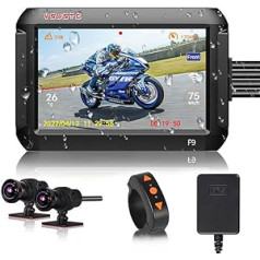 VSYSTO motocikla DashCam motocikla kamera 1080P dubultā objektīva priekšējā un aizmugurējā kamera WiFi braukšanas ierakstītājs ūdensizturīgs sporta kamera 4 collu IPS ekrāns 130° platleņķis nakts redzamības vilkmes sacīkstes