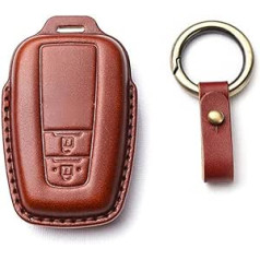 HIBEYO Smart Car Key Case Der Toyota aizsargatslēgas futrālim priekš Camry CHR RAV4 Prius Anel Yaris Corolla Avalon govs ādas Prado atslēgu kastītes atslēgu piekariņa piederumi 2 pogas brūns