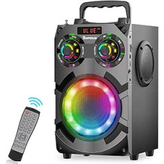 Bluetooth skaļrunis, 60 W skaļš bezvadu stereo skaļrunis ar zemfrekvences skaļruni, dziļais bass, Bluetooth 5.0, krāsainas gaismas, 8000 mAh akumulators, pārnēsājams skaļrunis mājām, ballītēm, dārzam, dāvanas