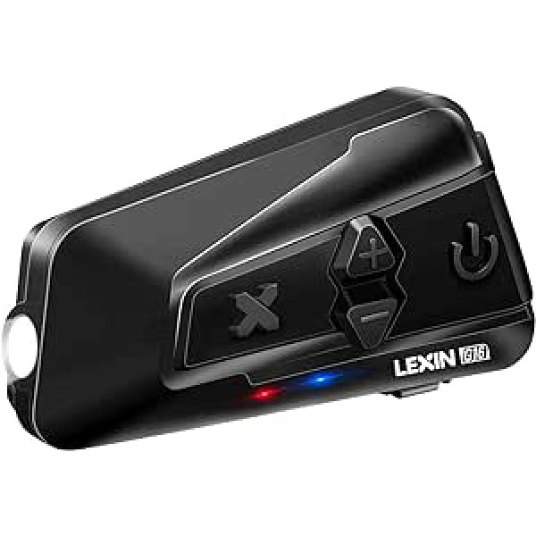 LEXIN G16 motociklu domofons, ķivere Bluetooth 5.0 austiņas līdz 16 braucējiem, vienlaicīga saziņa 2000 metriem ar universālo savienošanu pārī, FM, Siri, mūzikas koplietošanas funkcijām