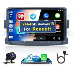 2G + 64G Android automašīnas radio priekš Renault Dacia Duster Sandero Dokker Logan ar navigāciju bezvadu Carplay Android Car 8 collu skārienekrāna radio WiFi Bluetooth HiFi FM/RDS Canbus stūres vadība