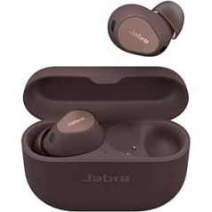 Jabra Elite 10 bezvadu ausīs ievietojamas Bluetooth austiņas, uzlabota aktīvā trokšņu slāpēšana, 6 iebūvētie mikrofoni un Dolby Atmos skaņa — tumši brūna