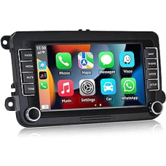 CAMECHO Android CarPlay Android automašīnas radio priekš Golf 5 6 Polo Tiguan Caddy Skoda Passat, 7 collu skārienekrāns ar GPS/Bluetooth/WiFi/USB/FM + atpakaļgaitas kameru