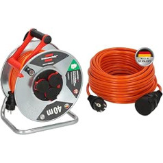 Brennenstuhl Garant S V2 IP44 Cable Reel 40 m Outdoor (Made in Germany, Cable in Signal Colour Orange, Made of Sheet Steel, Short-Term Outdoor Use) & Bremaxx Extension Cable