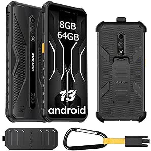 Ulefone Armor X12 Pro āra mobilais tālrunis bez līguma (2023), 8GB + 64GB/SD-256GB Android 13 āra viedtālrunis, 4860 mAh akumulators, 13MP + 8MP 5,45 collu HD+ būvlaukuma mobilais tālrunis, IP68 un