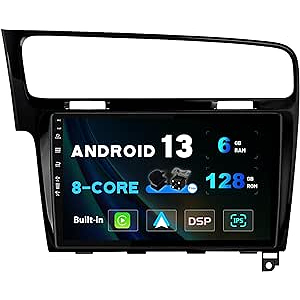 SXAUTO - 6G + 128G - Android 12 IPS automašīnas radio priekš Golf 7 (2013-2018) - Iebūvēta Carplay/Android Car/DSP - LED kamera + MIC -DAB Stūres vadība Fast Boot 360-CAM WiFi - 2 DIN 10,1 collas - Melns