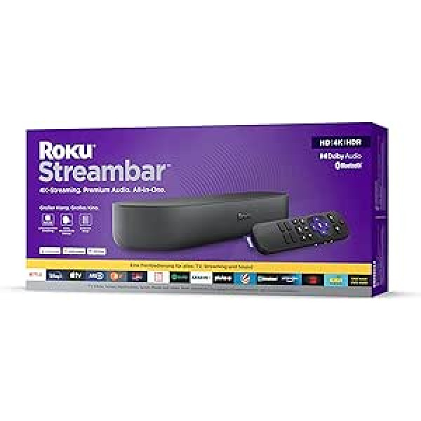 Roku Streambar | 4K/HDR straumēšanas multivides atskaņotājs un skaņas josla vienā | Strādā tikai Vācijā | Bluetooth | ar televizoru