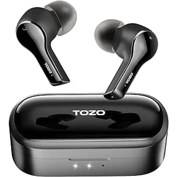 TOZO T9 Bluetooth austiņas, austiņas ar trokšņu slāpēšanu Bezvadu austiņas ar 4 mikrofoniem un vieglu bezvadu uzlādes korpusu IPX7 ūdensizturīgs integrēts mikrofons, melns