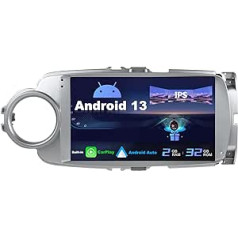 SXAUTO Android 13 IPS automašīnas radio, kas paredzēts Toyota Yaris GRMN (2011-2018) - Iebūvēts CarPlay / Android Car - Bezmaksas atpakaļgaitas kamera - 2G + 32G - Stūres vadība DAB Fast Boot WiFi DSP - 2 DIN 9 collas