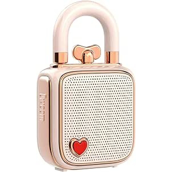 divoom Love-Lock Bluetooth skaļrunis, maza pārnēsājama mūzikas kaste, bezvadu stereo savienošana pārī retro skaņu kaste, jauks darbvirsmas dekors, meitenēm, rozā