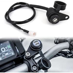 USB motocikla lādētājs 12V DV dubultais adapteris Yamaha Tracer MT-07 MT-09 SP FZ-09 FZ-07 XSR 700 900, melns