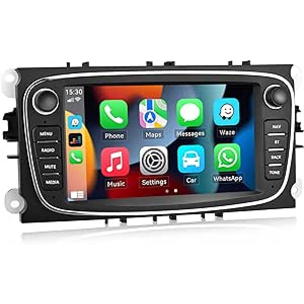 [2GB + 64GB] CAMECHO Android 13 CarPlay Android Car HiFi auto radio priekš Ford Focus MK2 Mondeo Cmax Galaxy Smax Kuga, 7 collu HD skārienekrāns ar GPS/Bluetooth/WiFi/HiFi/FM/RDS/+ AHD atpakaļskata kameru