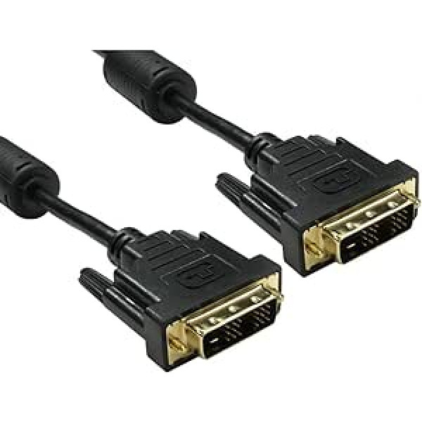 rhinocables® DVI-Kabel, DVI-D-Stecker, Einzelverbindungskabel, 18 + 1, digitāls, 19 polig Videokabel ar Goldkontakte (5 m)