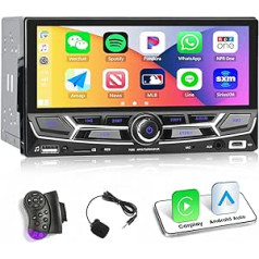 CAMECHO automašīnas radio dubultā DIN ar Bluetooth brīvroku sistēmu, 6,86 collu automašīnas radio skārienjutīgs displejs ar Carplay Android Car FM Mirror Link SWC, atbalsta AUX/FM/USB