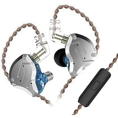 KZ ZS10 Pro ieliekamās auss monitora austiņas, 4 līdzsvarota armatūra un 1 dinamiskais draiveris (4BA un 1DD) hibrīda austiņas ar 2 kontaktu nomaiņas kabeli in-ear KZ austiņas (zilas ar mikrofonu)