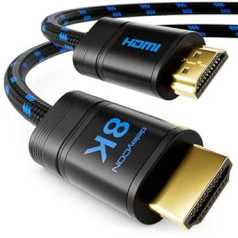 deleyCON 4 m 8K UHD-II HDMI 2.1 Nylon Cable 4320p 2160p 8K @ 60Hz 4K @ 120Hz 7680x4320p Metal Connector Dolby DTS HDR eARC CEC HDTV Ethernet