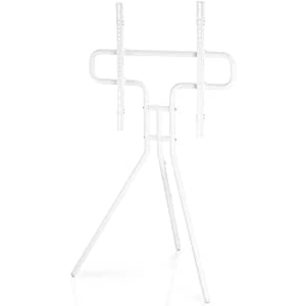 Hama TV Ständer im Staffelei Design (stabilizators Fernsehständer für 37-75 Zoll, höhenverstellbarer TV Stand als Tripod, kompaktes TV Stativ, VESA saderīgs Bodenständer) weiß