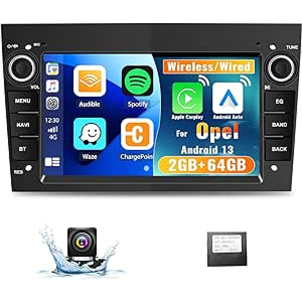 CAMECHO 2G+64G Android 13 automašīnas stereo priekš Opel Astra Corsa Vauxhall Meriva Zafira ar bezvadu Apple Carplay Android Auto, 7 collu skārienekrāns Bluetooth automašīnas radio GPS WiFi HiFi FM RDS SWC aizmugurējā kamera