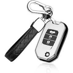 HIBEYO Flip Key automašīnas atslēgas futrālis Piemērots Honda atslēgu futrālim priekš Honda Civic Jazz CR-V XR-V HR-V NSX City Vezel Cover aizsargvāciņš Tālvadības atslēgu piekariņam oglekļa šķiedras sudrabs